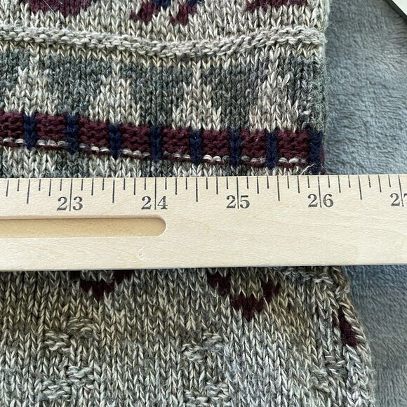 Vintage Trader Bay Sweater Mens XLT Tall Brown Grandpa Aztec Fair Isle Chunky - Picture 4 of 6